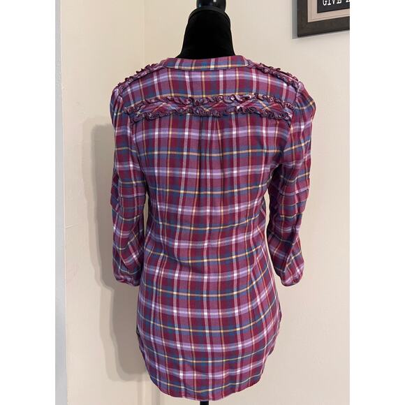Matilda Jane Plaid All Day Millie Ruffle Top sz S - Picture 3 of 3